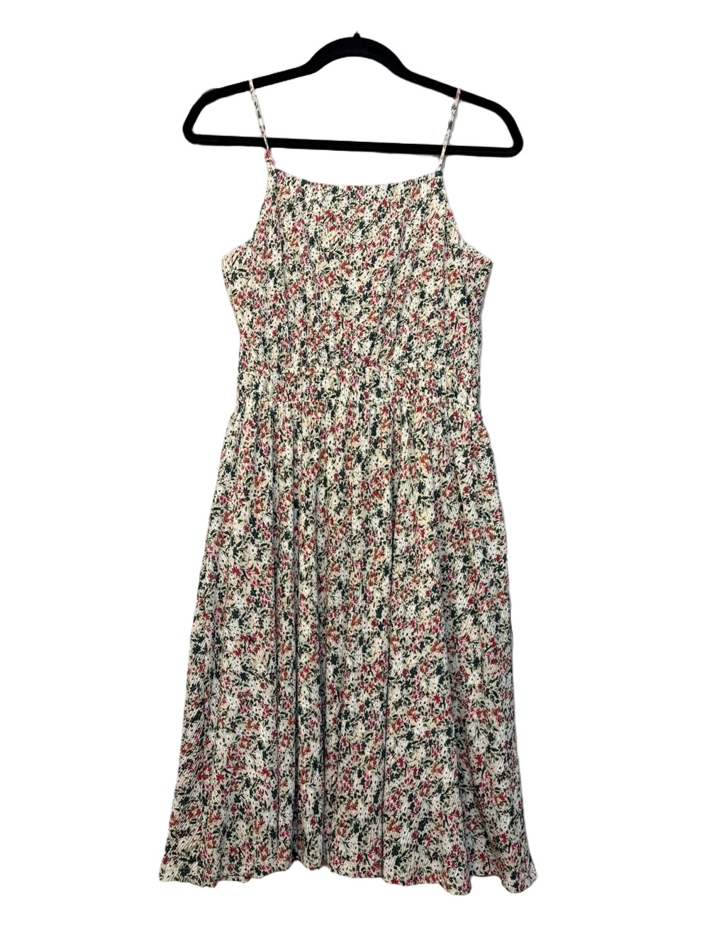 RW&CO. Cream Floral Smocked Sundress with Pink & Green Accents